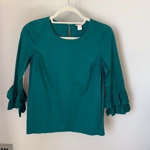 J. Crew Linen ruffled sleeve top